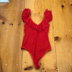 Never been worn onesie red ruffle